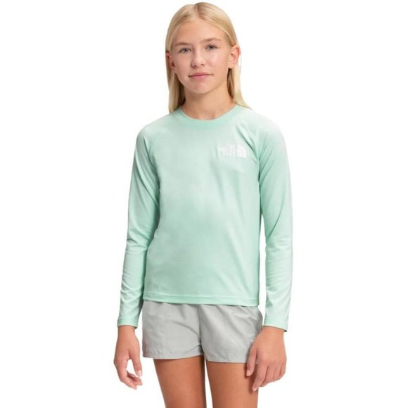 The North Face Girl's Long Sleeve Sun Tee Light Green Jade Girl's M 10/12 - Picture 1 of 5